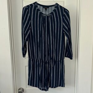 Banana Republic Navy and White Striped Romper
